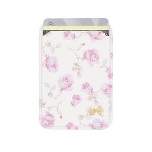 LoveShackFancy – Case-Mate Ribbon Rosa Flora Magnetic Cardholder Sterling Dusk